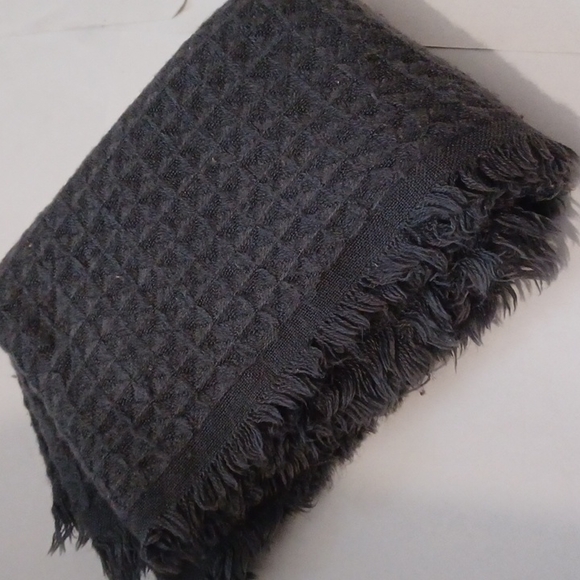 19 Palms Soft Infinity Loop Scarf Dark Gray Boho gray fringe scarf 13" x 40" - Picture 15 of 15